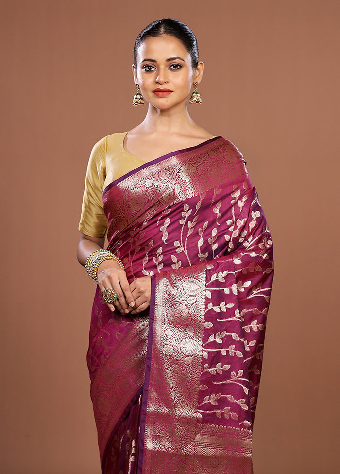 Purple Cotton Saree With Blouse Piece
