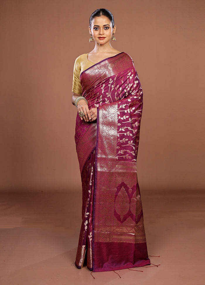 Purple Cotton Saree With Blouse Piece