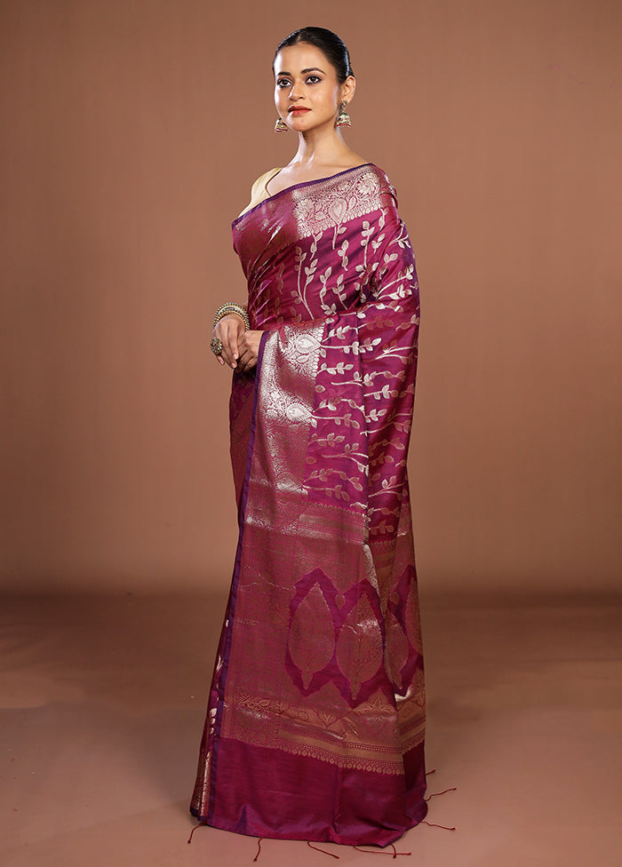 Purple Cotton Saree With Blouse Piece
