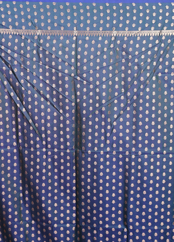 Blue Cotton Saree With Blouse Piece