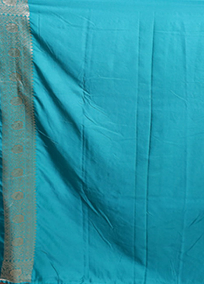 Blue Dupion Silk Saree With Blouse Piece
