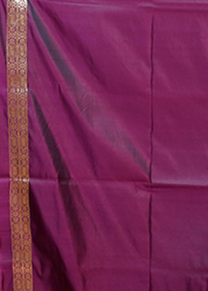 Purple Banarasi Silk Saree With Blouse Piece