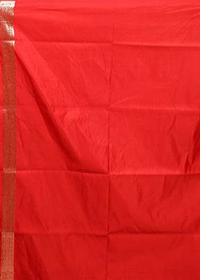 Red Banarasi Silk Saree With Blouse Piece