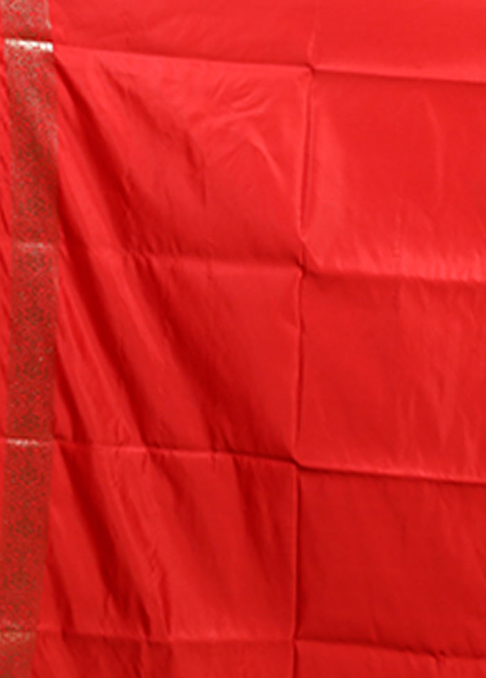 Red Banarasi Silk Saree With Blouse Piece