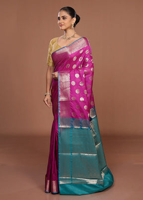 Purple Kora Silk Saree With Blouse Piece
