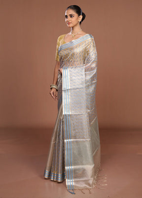 Cream Tissue Silk Saree With Blouse Piece