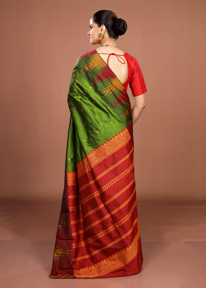Green Kanjivaram Silk Saree With Blouse Piece