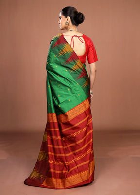Green Kanjivaram Silk Saree With Blouse Piece