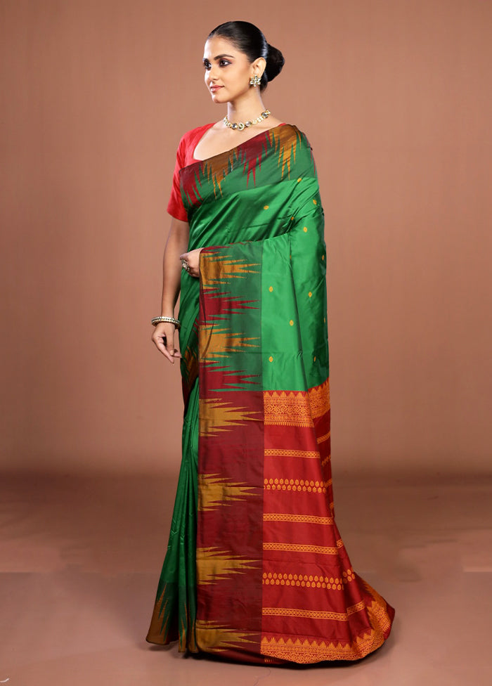 Green Kanjivaram Silk Saree With Blouse Piece