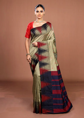 Grey Kanjivaram Silk Saree With Blouse Piece