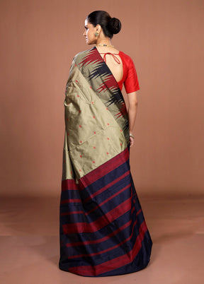 Grey Kanjivaram Silk Saree With Blouse Piece
