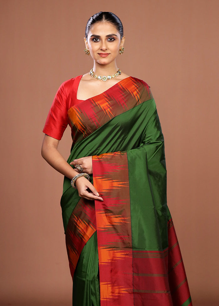Green Kanjivaram Silk Saree With Blouse Piece
