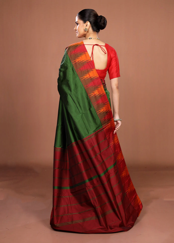 Green Kanjivaram Silk Saree With Blouse Piece
