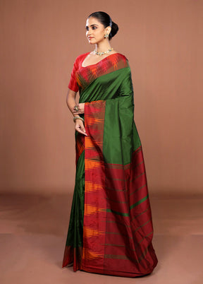 Green Kanjivaram Silk Saree With Blouse Piece