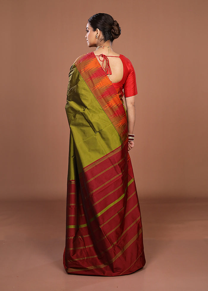 Green Kanjivaram Silk Saree With Blouse Piece