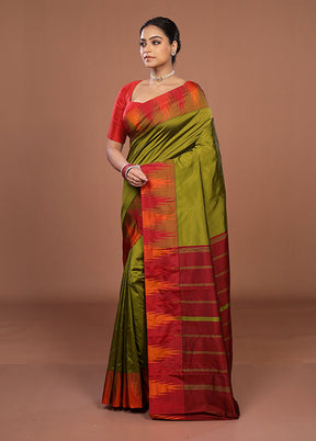Green Kanjivaram Silk Saree With Blouse Piece