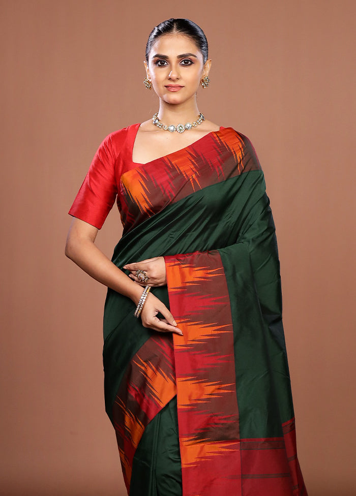 Green Kanjivaram Silk Saree With Blouse Piece
