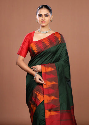 Green Kanjivaram Silk Saree With Blouse Piece