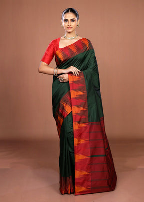 Green Kanjivaram Silk Saree With Blouse Piece