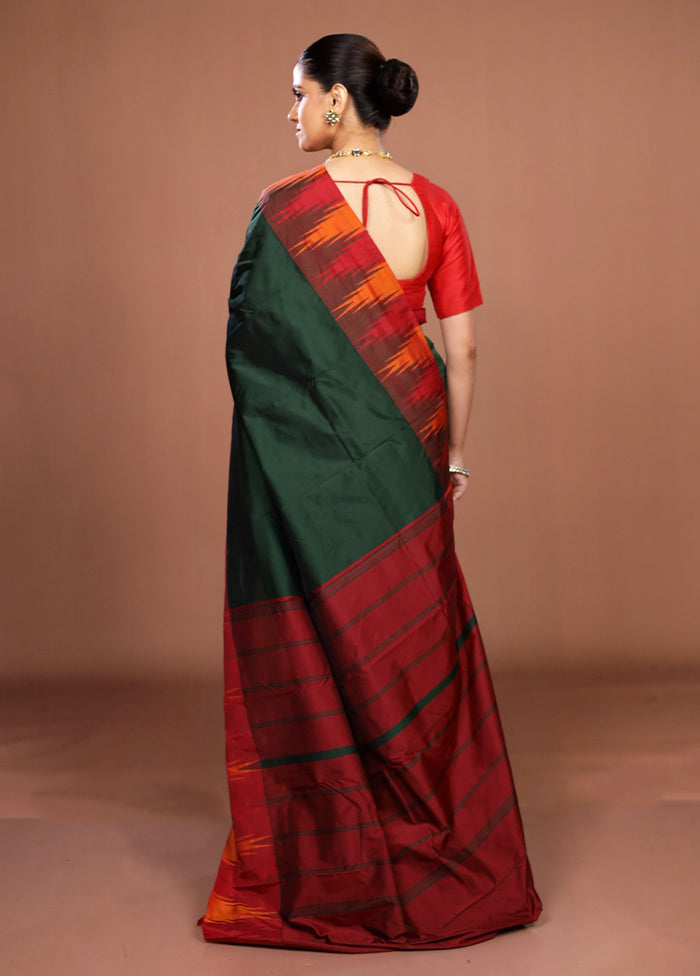 Green Kanjivaram Silk Saree With Blouse Piece