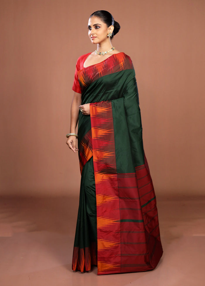 Green Kanjivaram Silk Saree With Blouse Piece