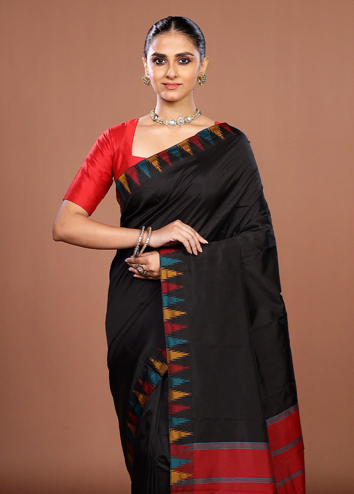 Black Kanjivaram Silk Saree With Blouse Piece