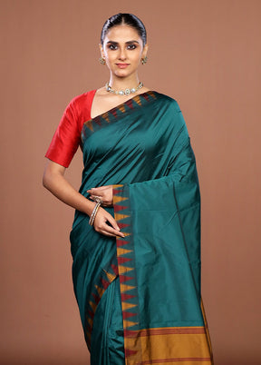 Blue Kanjivaram Silk Saree With Blouse Piece