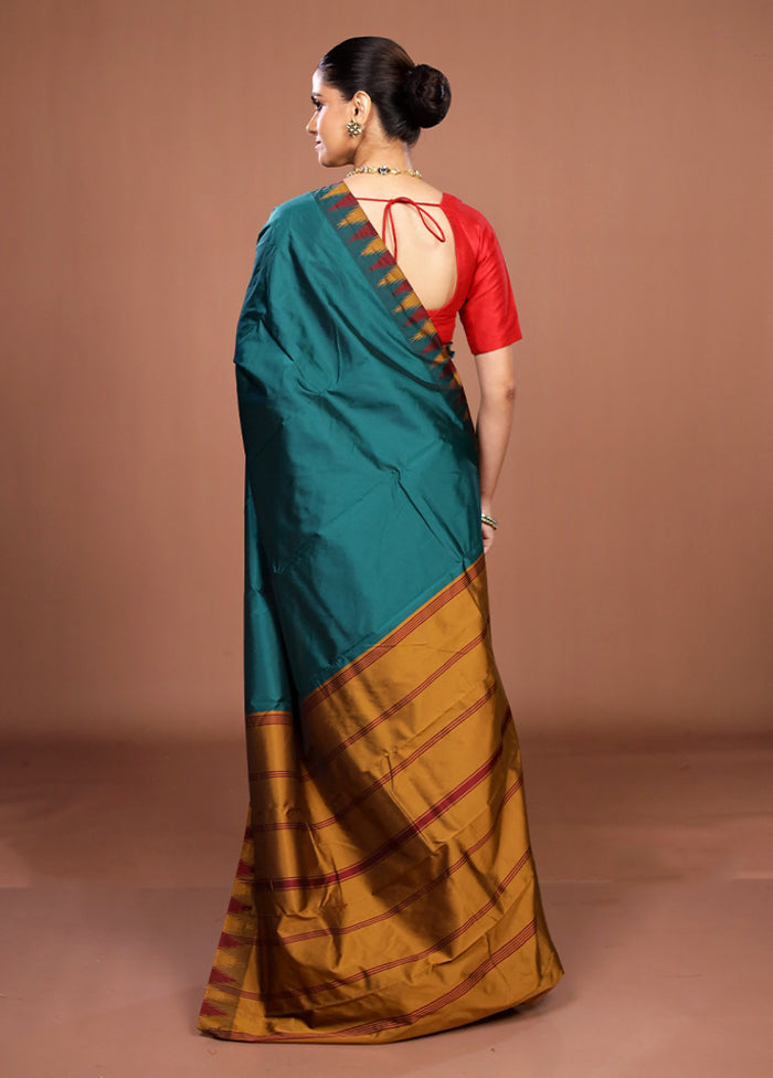 Blue Kanjivaram Silk Saree With Blouse Piece