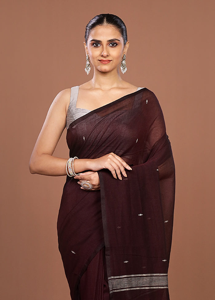 Maroon Matka Silk Saree With Blouse Piece