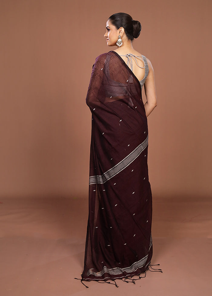 Maroon Matka Silk Saree With Blouse Piece