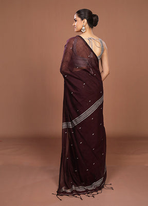 Maroon Matka Silk Saree With Blouse Piece