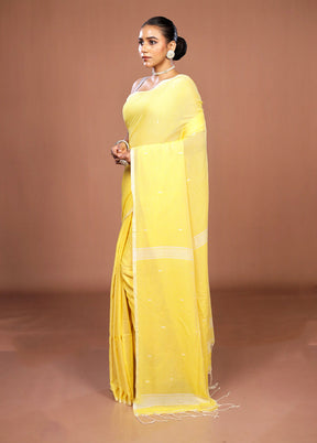 Yellow Matka Silk Saree With Blouse Piece