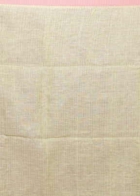 Green Handloom Linen Pure Silk Saree With Blouse Piece
