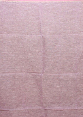 Purple Handloom Linen Pure Silk Saree With Blouse Piece