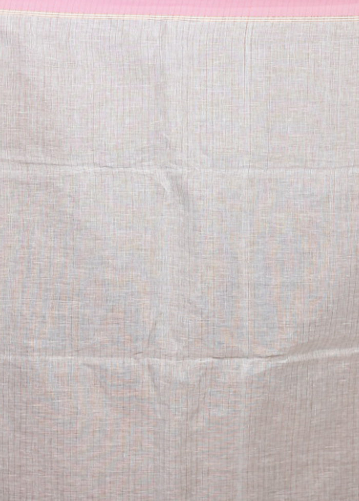 Blue Handloom Linen Pure Silk Saree With Blouse Piece