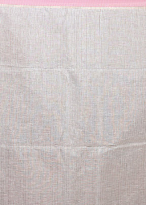 Blue Handloom Linen Pure Silk Saree With Blouse Piece