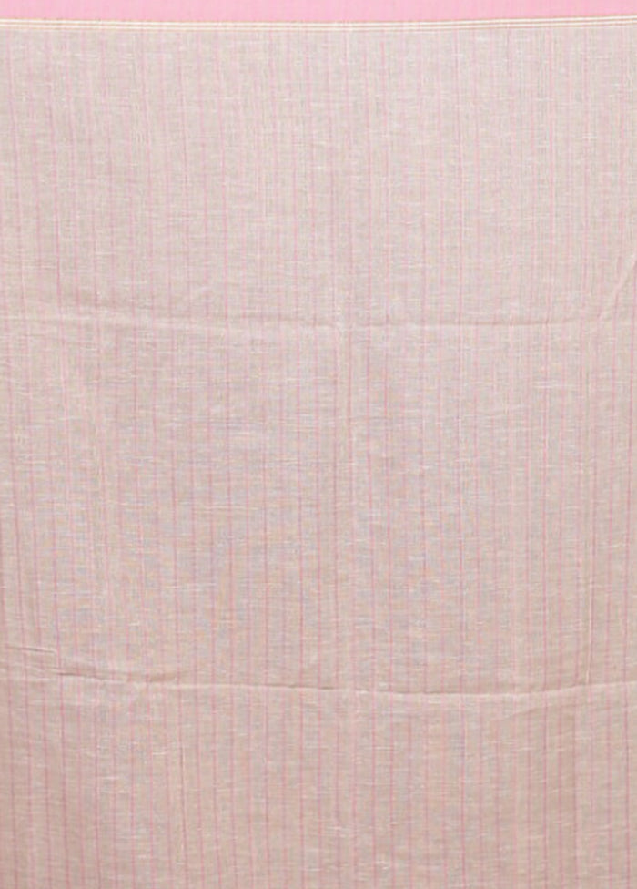 Cream Linen Silk Saree With Blouse Piece