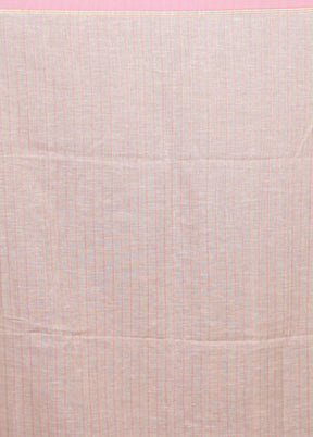 Cream Linen Silk Saree With Blouse Piece