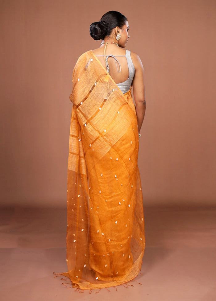 Yellow Matka Silk Saree With Blouse Piece