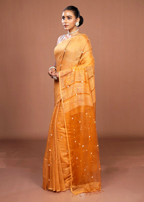Yellow Matka Silk Saree With Blouse Piece