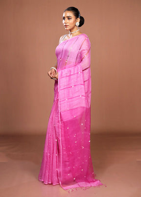 Pink Matka Silk Saree With Blouse Piece