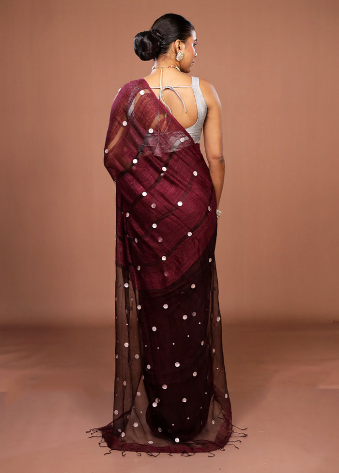 Purple Matka Silk Saree With Blouse Piece
