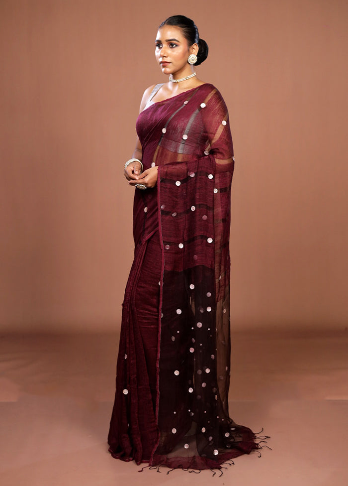 Purple Matka Silk Saree With Blouse Piece