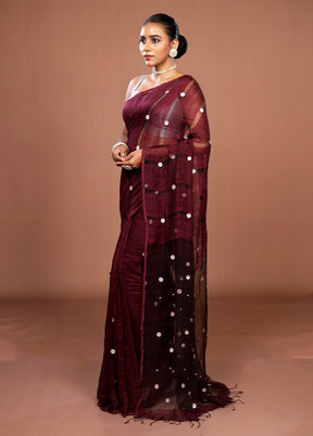 Purple Matka Silk Saree With Blouse Piece
