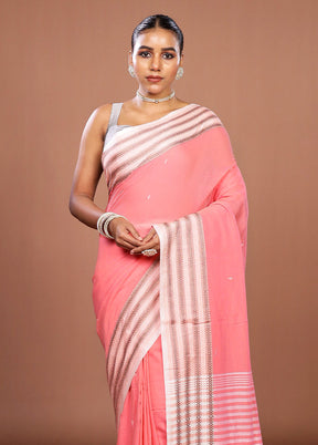 Pink Matka Silk Saree With Blouse Piece