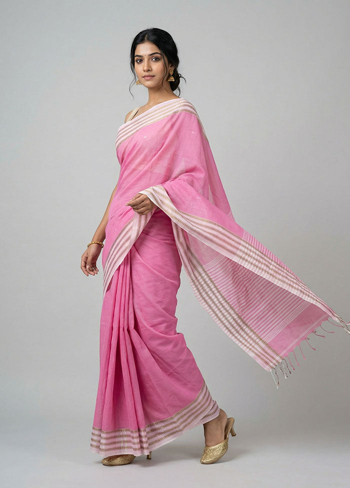 Pink Matka Silk Saree With Blouse Piece