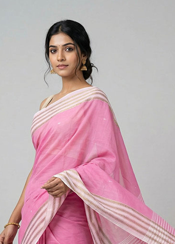 Pink Matka Silk Saree With Blouse Piece
