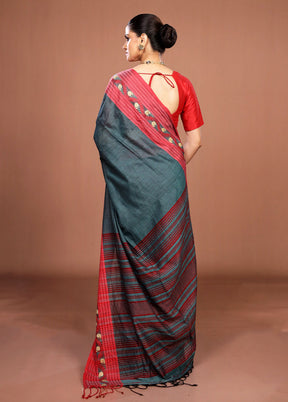 Green Matka Silk Saree With Blouse Piece