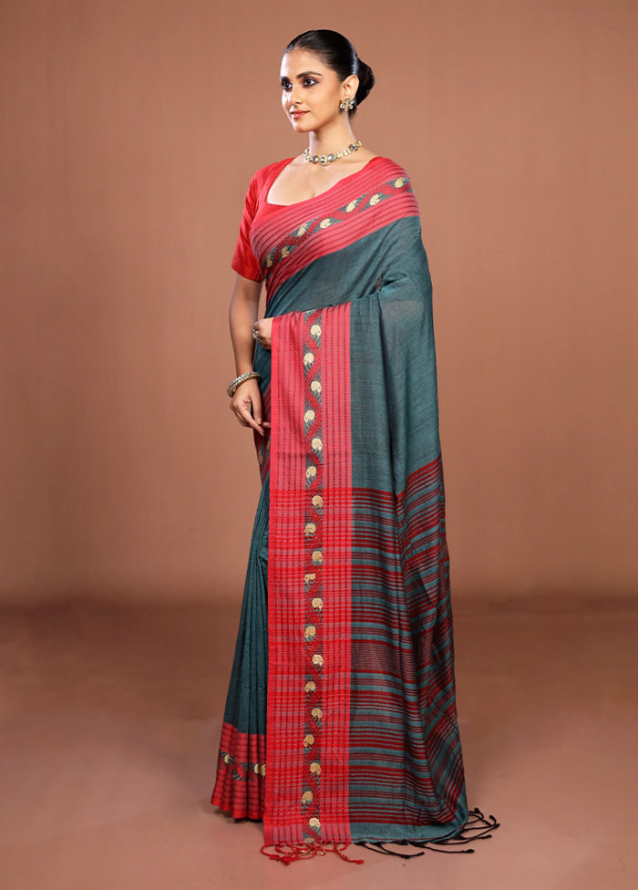 Green Matka Silk Saree With Blouse Piece