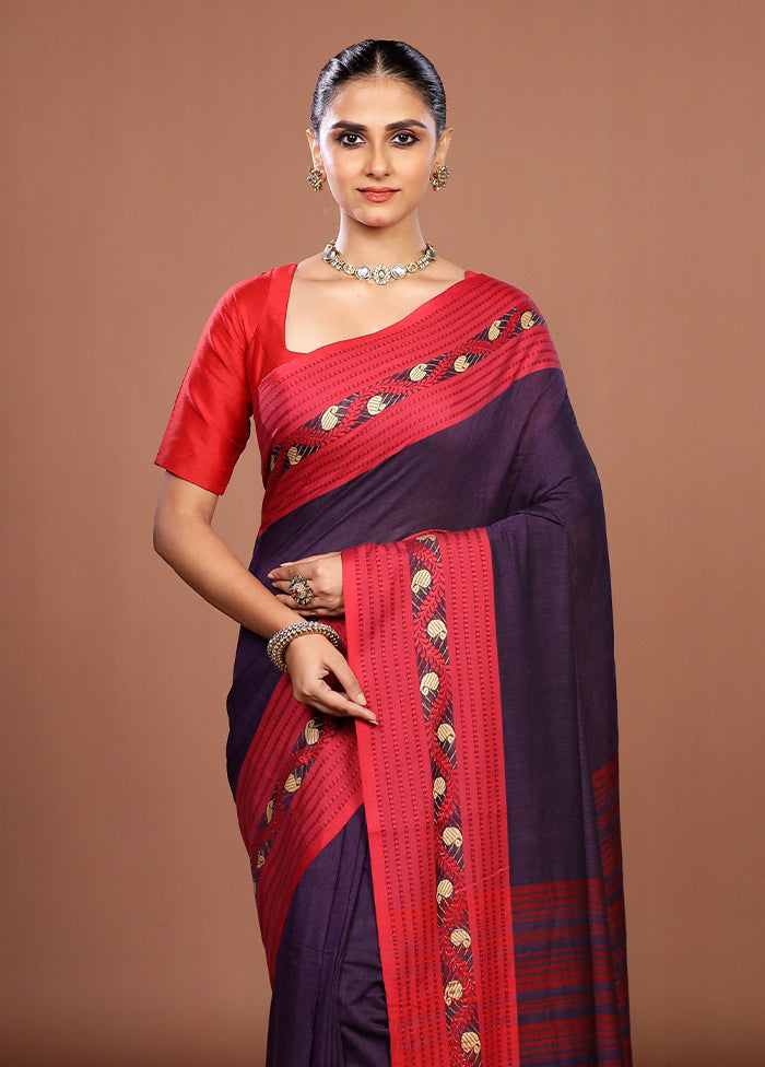 Purple Matka Silk Saree With Blouse Piece
